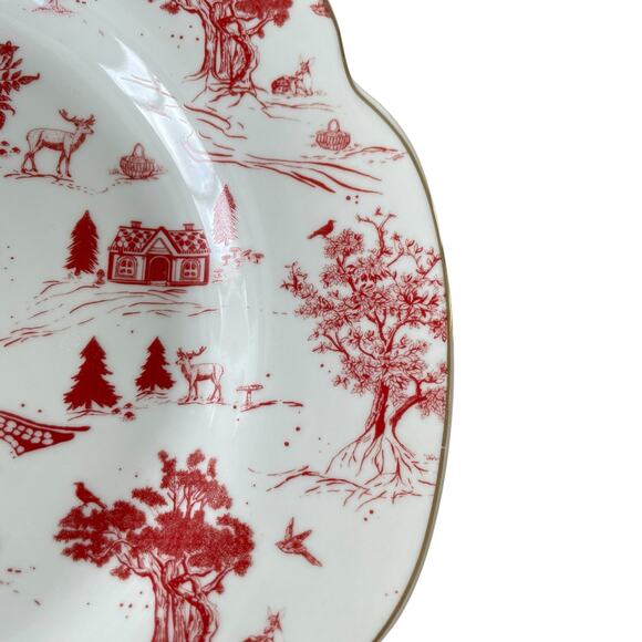 Grace Teaware Christmas Porcelain Salad Plates 8in Set of 4 Holiday Red & White - Picture 6 of 16